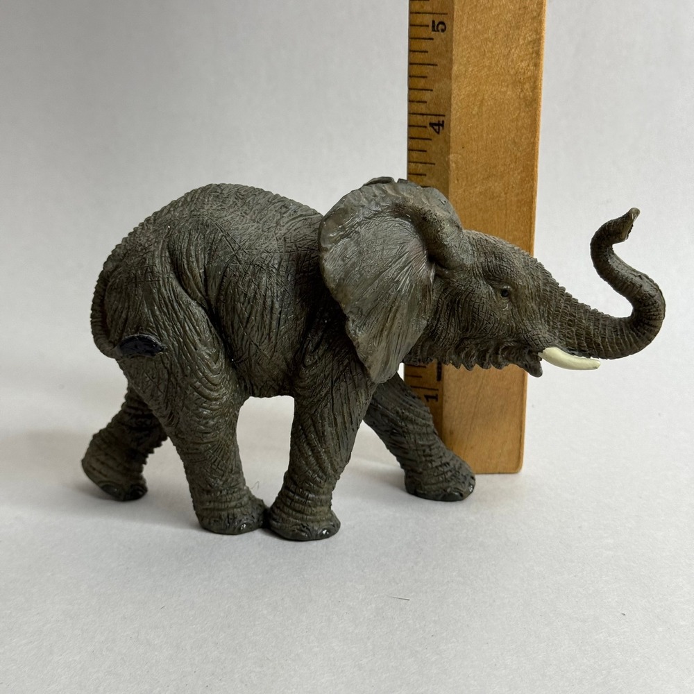Realistic African Elephant Toy Figurine Detailed Textured Tusked Animal